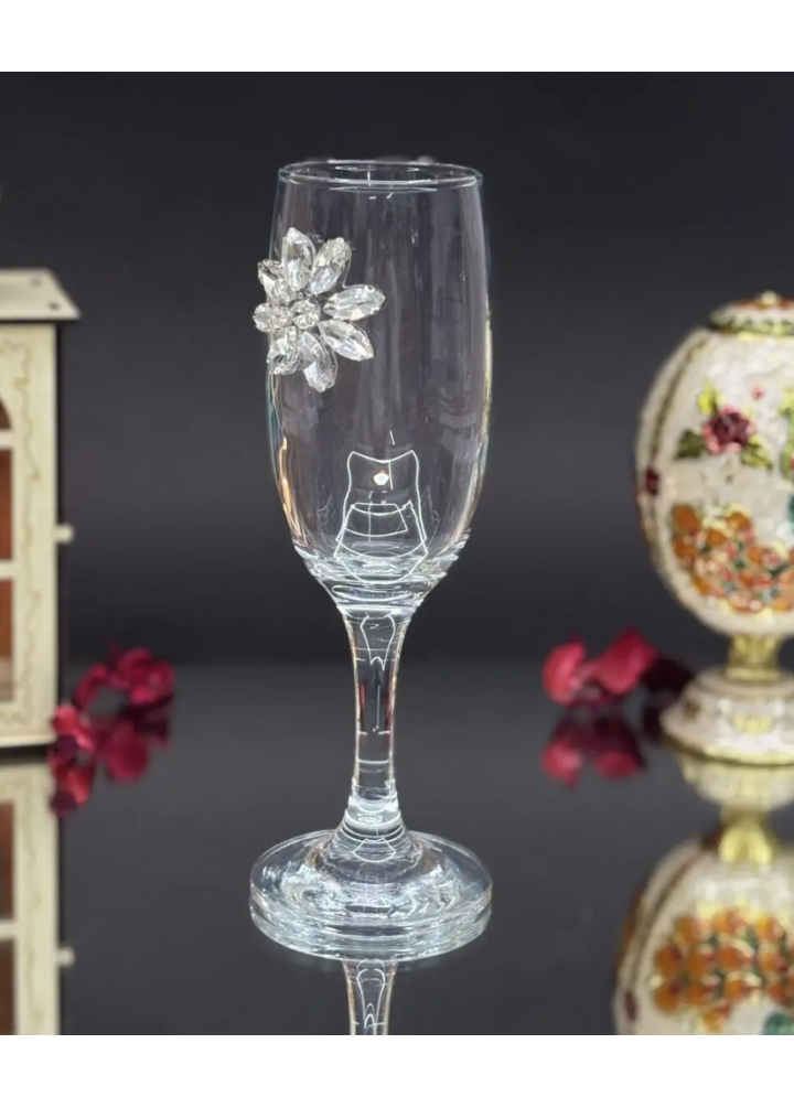 KirLiNova Kristal Çiçekli Kahve Yanı 2’li – 190 ml