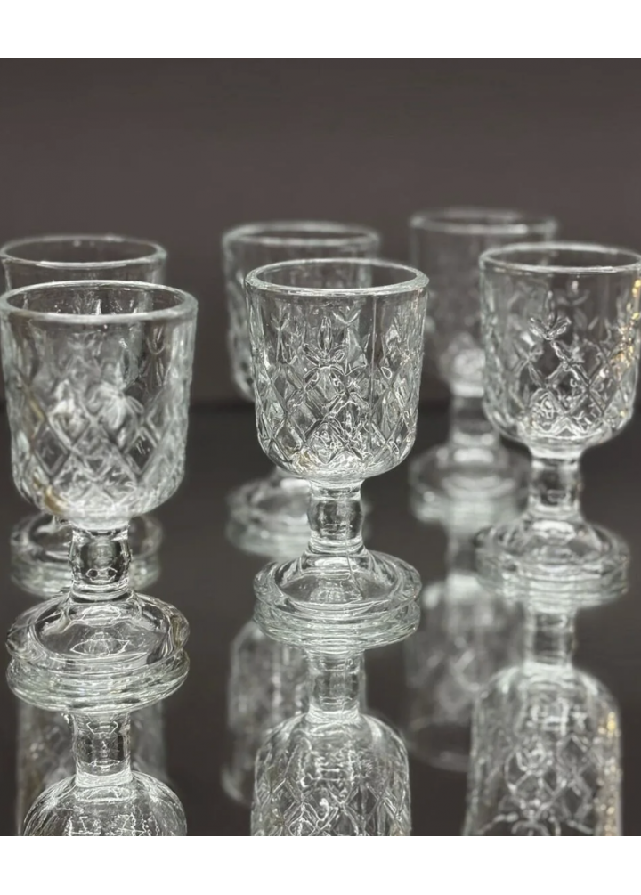 Prizma Desenli Cam 6’lı Kahve Yanı Seti – Cam Kahve Yanı Sunum