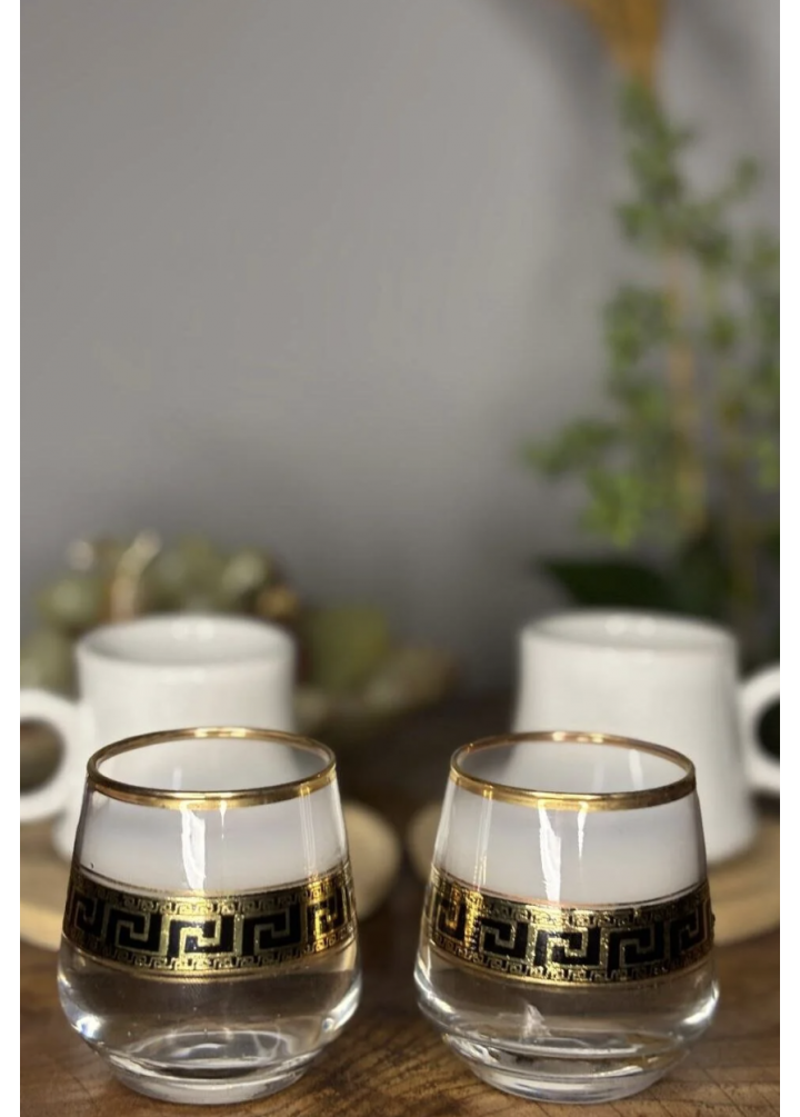 KirLiNova Altın Desenli Cam Bardak Seti 3 lü