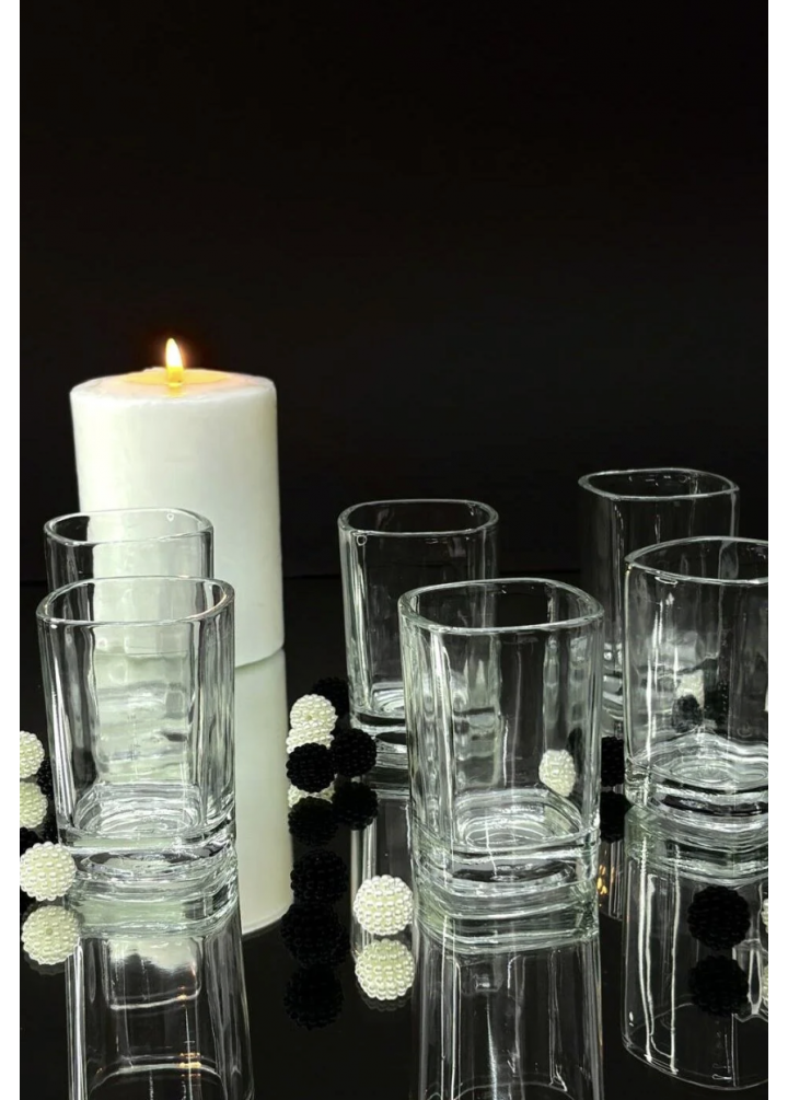 KirLiNova 6’lı Cam Kahve Yanı Su Bardağı Seti – Şık ve Minimal Tasarım