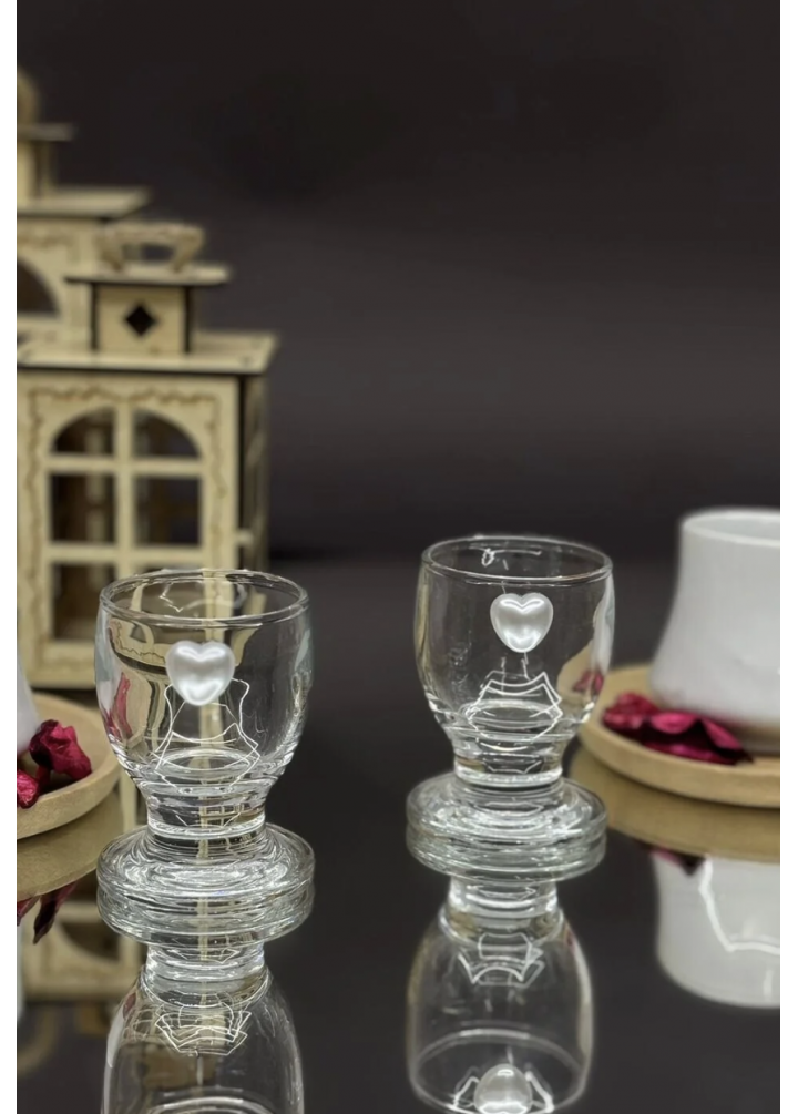 KirLiNova Kalp Detaylı Kahve Yanı Bardak Seti 2 li