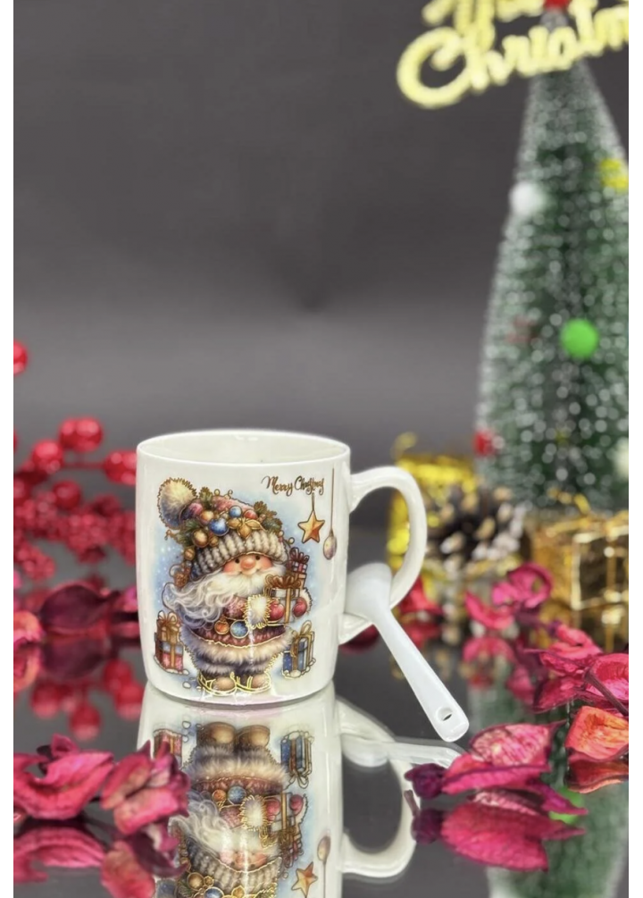 KirLiNova Noel Baba Seramik Kaşıklı Kupa Bardak 2