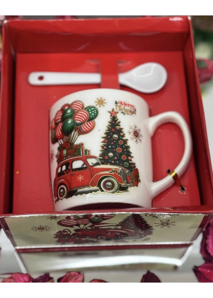 KirLiNova Noel Baba Seramik Kaşıklı Kupa Bardak 5