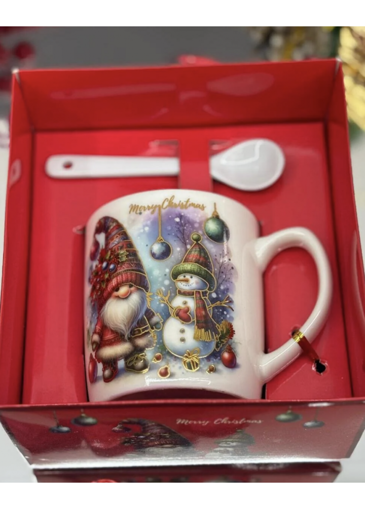 KirLiNova Noel Baba Seramik Kaşıklı Kupa Bardak 6