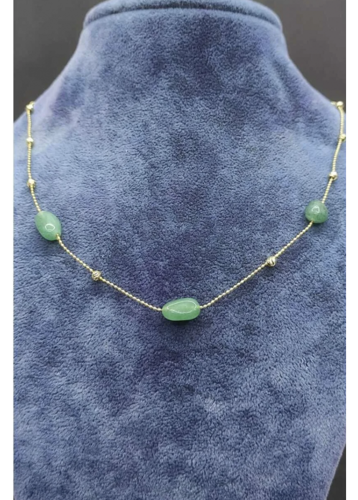 KirLiNova Yeşil Taş Detaylı Minimal Kolye -Yeşil