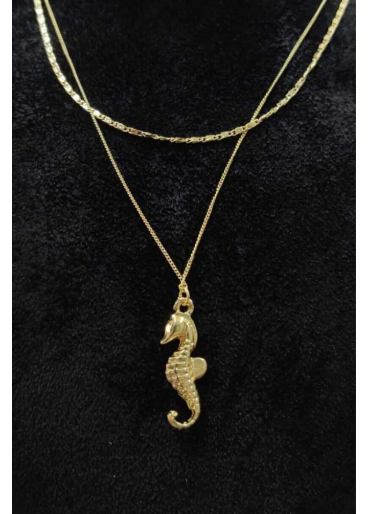 KirLiNova Çift Zincirli Denizatı Figürlü Kadın Kolye