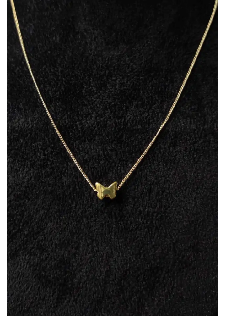 KirLiNova Kelebek Figürlü Minimal Gold Görünümlü Kolye -Altın