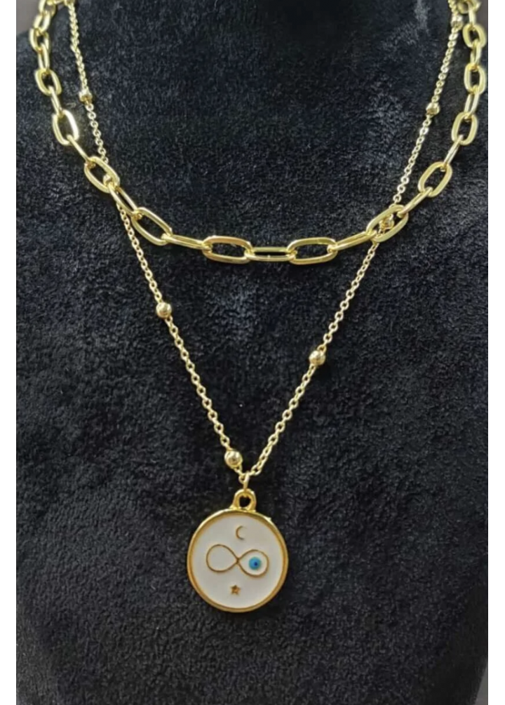 KirLiNova Çift Zincirli Sonsuzluk Figürlü Kadın Kolye