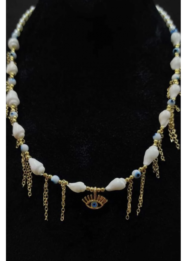 KirLiNova Göz Figür Detaylı Zincirli Boncuklu Kadın Kolye