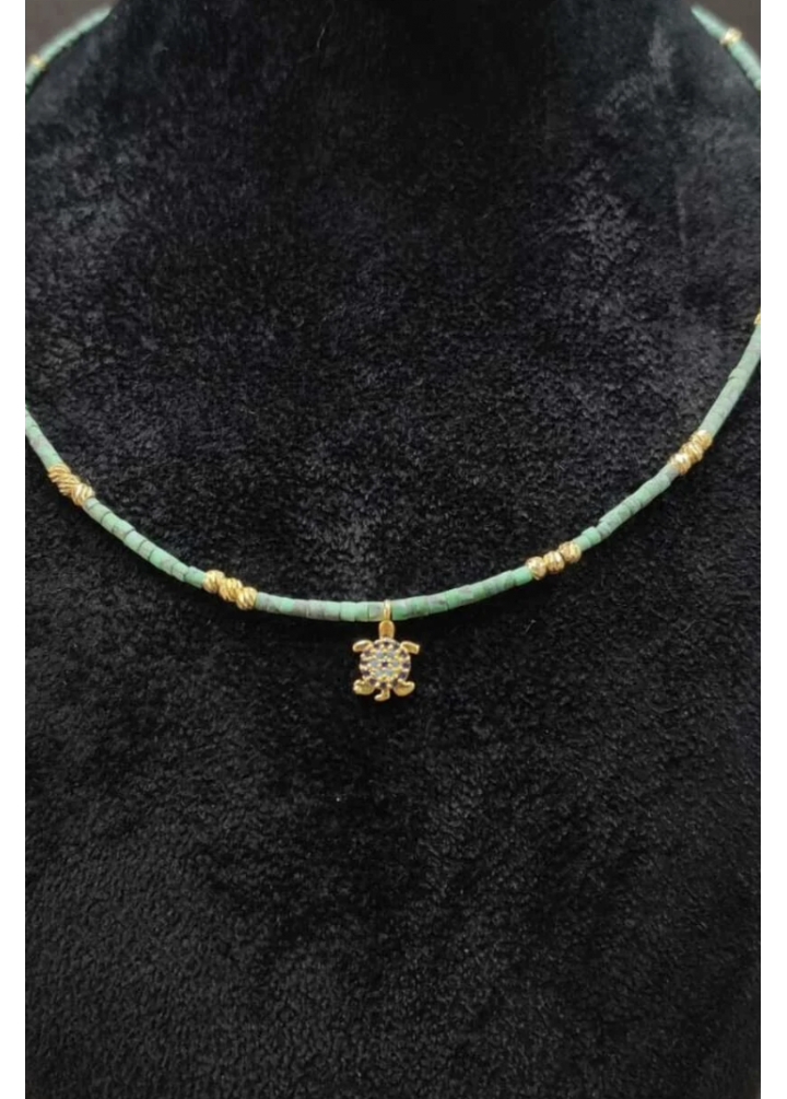 KirLiNova Kaplumbağa Figür Detaylı Boncuklu Kadın Kolye