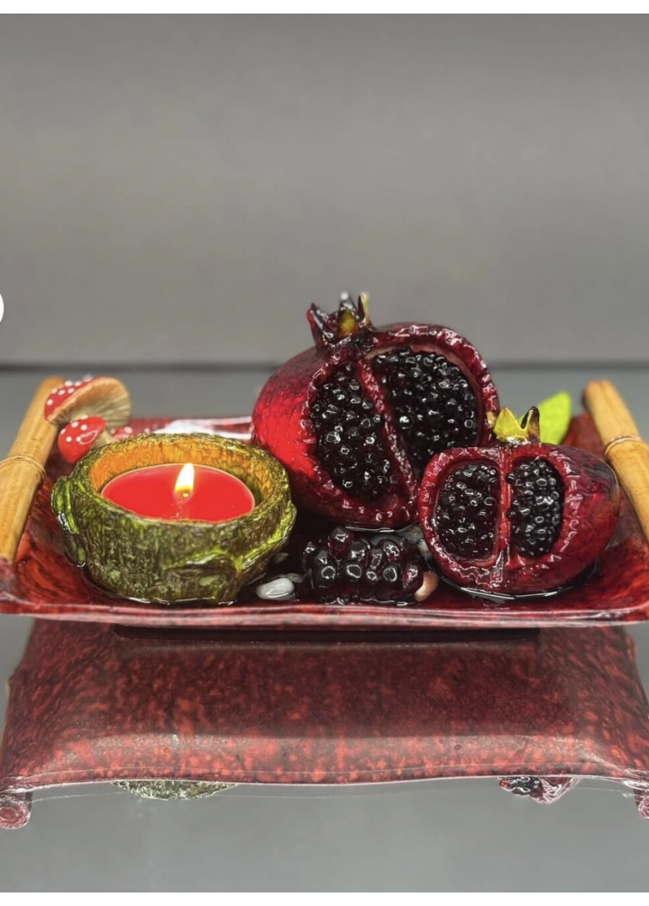 KirLiNova Nar Figürlü Dekoratif Mumluk – El Yapımı Biblo Mumluk